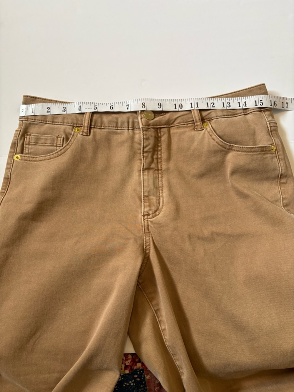 Melanie Lyne Wide Leg, Cropped Jeans, Tan/Mocha with Raw Hem, Sz. 10. Like new! - Picture 5 of 10